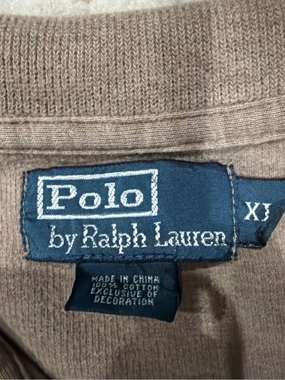 Polo Ralph Lauren Men's XL Beige Quarter Zip Pullover Blue Pony Cotton Sweater